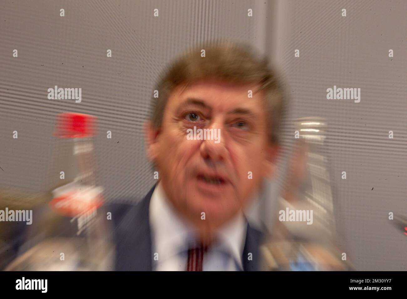 Flemish Minister President Jan Jambon pictured during the commission ad hoc regarding the budget 2020 of the new Flemish regional government, Thursday 10 October 2019 in Brussels. BELGA PHOTO NICOLAS MAETERLINCK Stock Photo