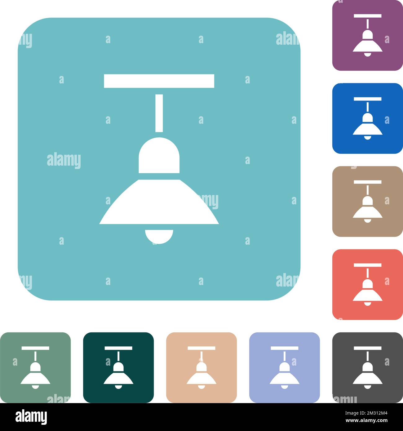 Chandelier white flat icons on color rounded square backgrounds Stock ...