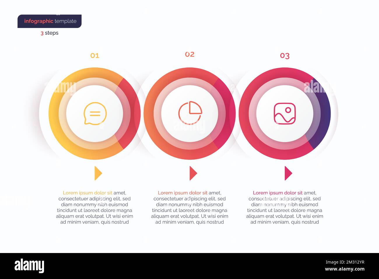 Vector minimalistic infographic template composed of 3 circles Stock Vector