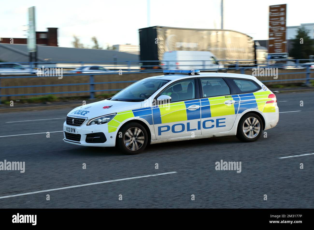 West Midlands Police car travelling in Birmingham city, UK Stock Photo Alamy