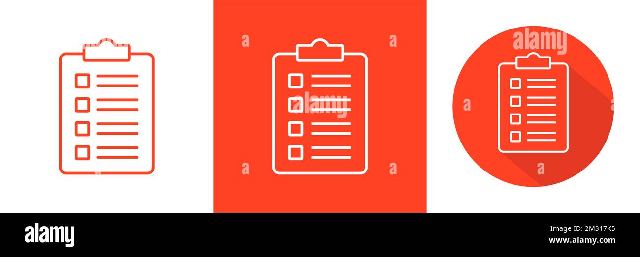 Clipboard Document Flat Line Shadow Icon Set Vector Illustration Stock Vector