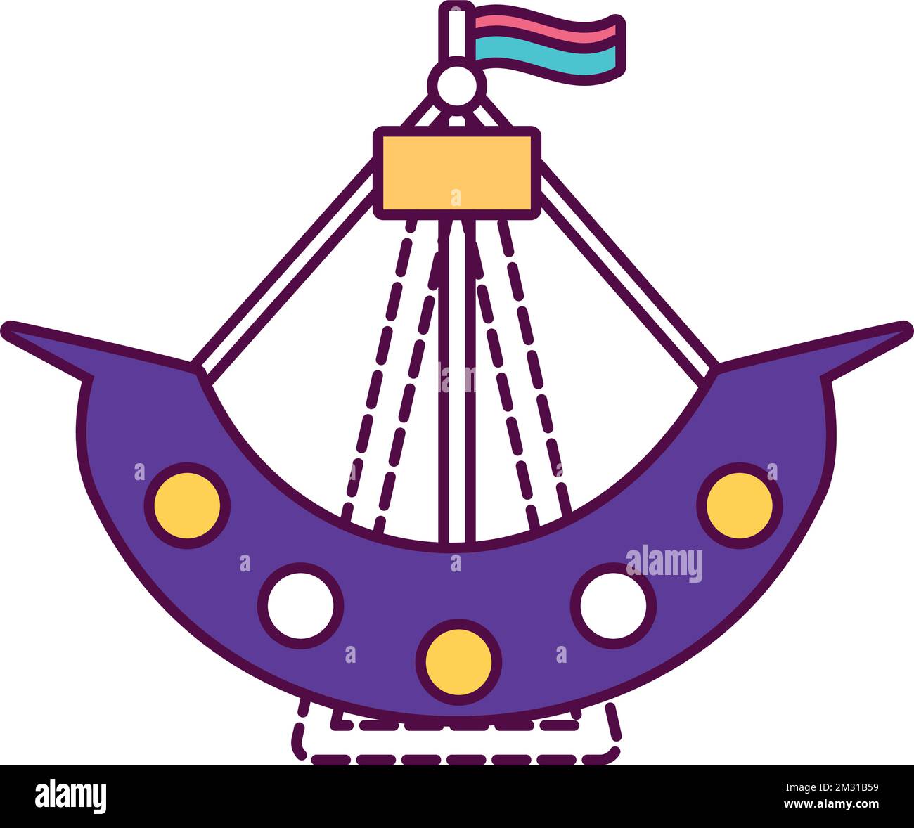 Isolated amusement park pirate ship icon Vector Stock Vector