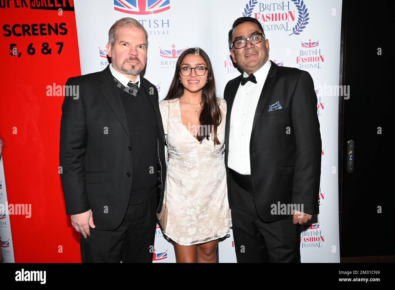 London, UK. 14th December 2022. Mr Hanan Shapira, Dr Kapil Rijal is a Director & producer Nepal and Dr Sangeeta Rijal arrives at the British Film Festival & British Fashion Festival Awards Show and Awards Ceremony 2022 at Cineworld Cinema , Leicester Square. Credit: See Li/Picture Capital/Alamy Live News Stock Photo