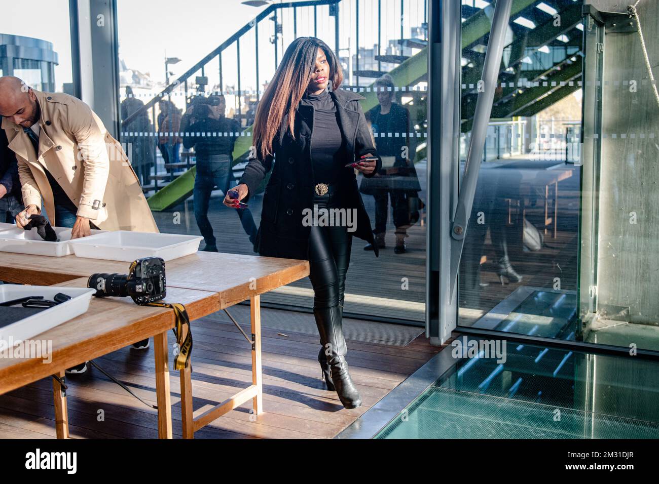 actress Imanuelle Grives arrives for the verdict session of the Antwerp Correctional Court against Dutch actress Imanuelle Grives, accused of dealing drugs, Friday 08 November 2019. The 34-year-old was arrested at the Tomorrowland dance festival with an amount of illegal drugs considered to be for dealing. BELGA PHOTO JONAS ROOSENS Stock Photo