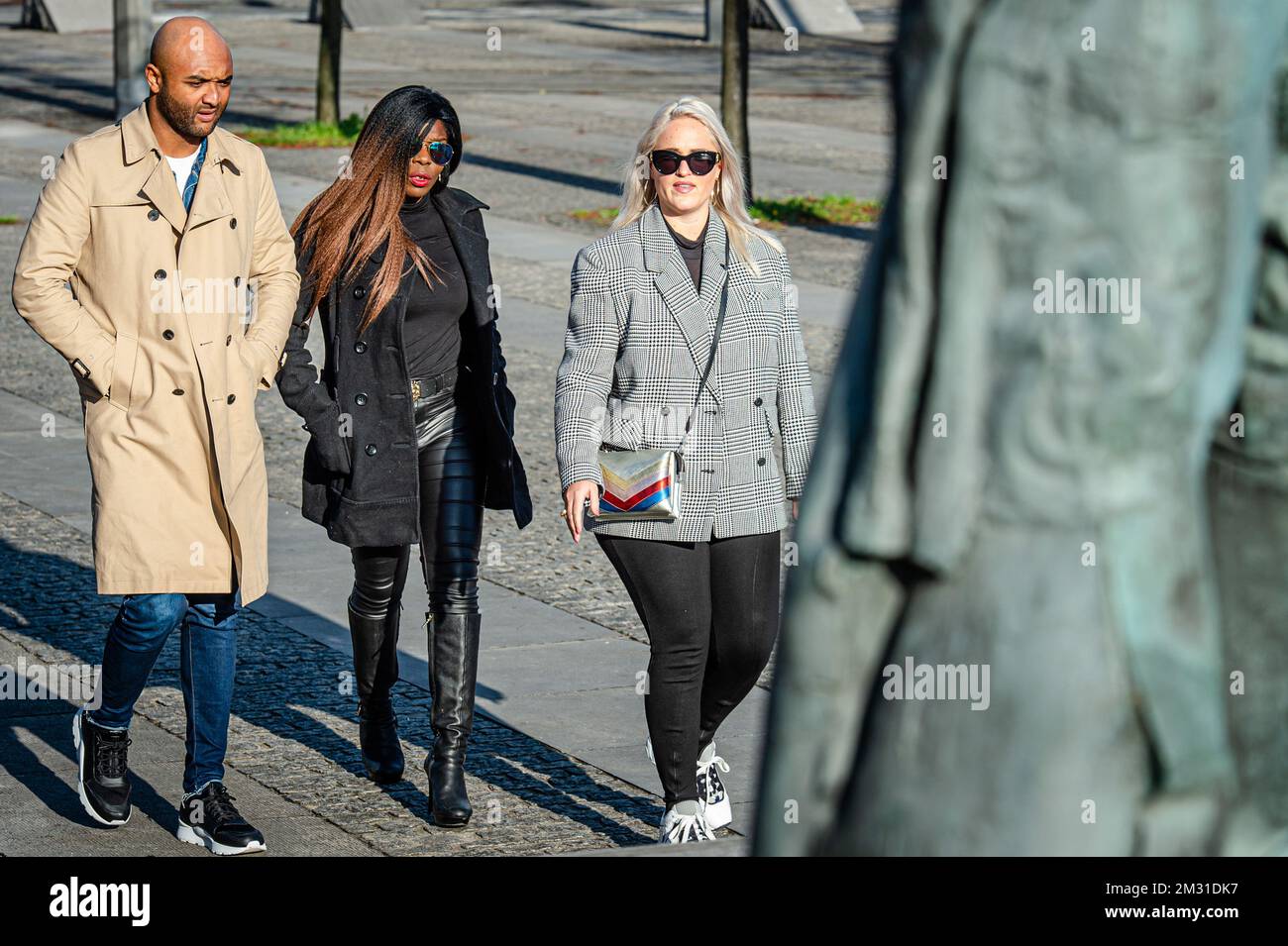 actress Imanuelle Grives (C) arrives for the verdict session of the Antwerp Correctional Court against Dutch actress Imanuelle Grives, accused of dealing drugs, Friday 08 November 2019. The 34-year-old was arrested at the Tomorrowland dance festival with an amount of illegal drugs considered to be for dealing. BELGA PHOTO JONAS ROOSENS Stock Photo