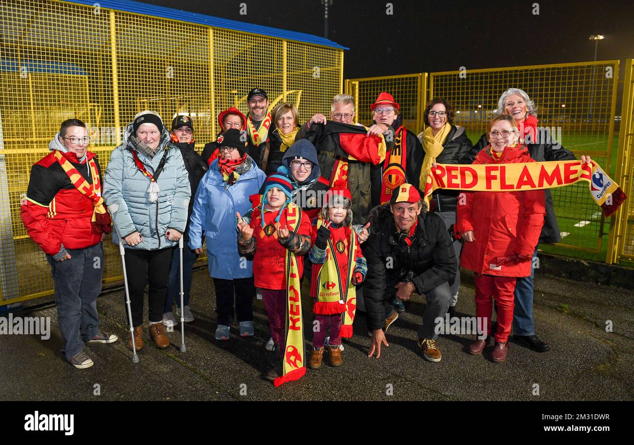 Belgian Connections fans and supporters pictured after a soccer game between Croatia and Belgium's Red Flames, Friday 08 November 2019 in Zapresic, Croatia, the third out of 8 qualification games for the women's Euro 2021 European Championships. BELGA PHOTO DAVID CATRY Stock Photo