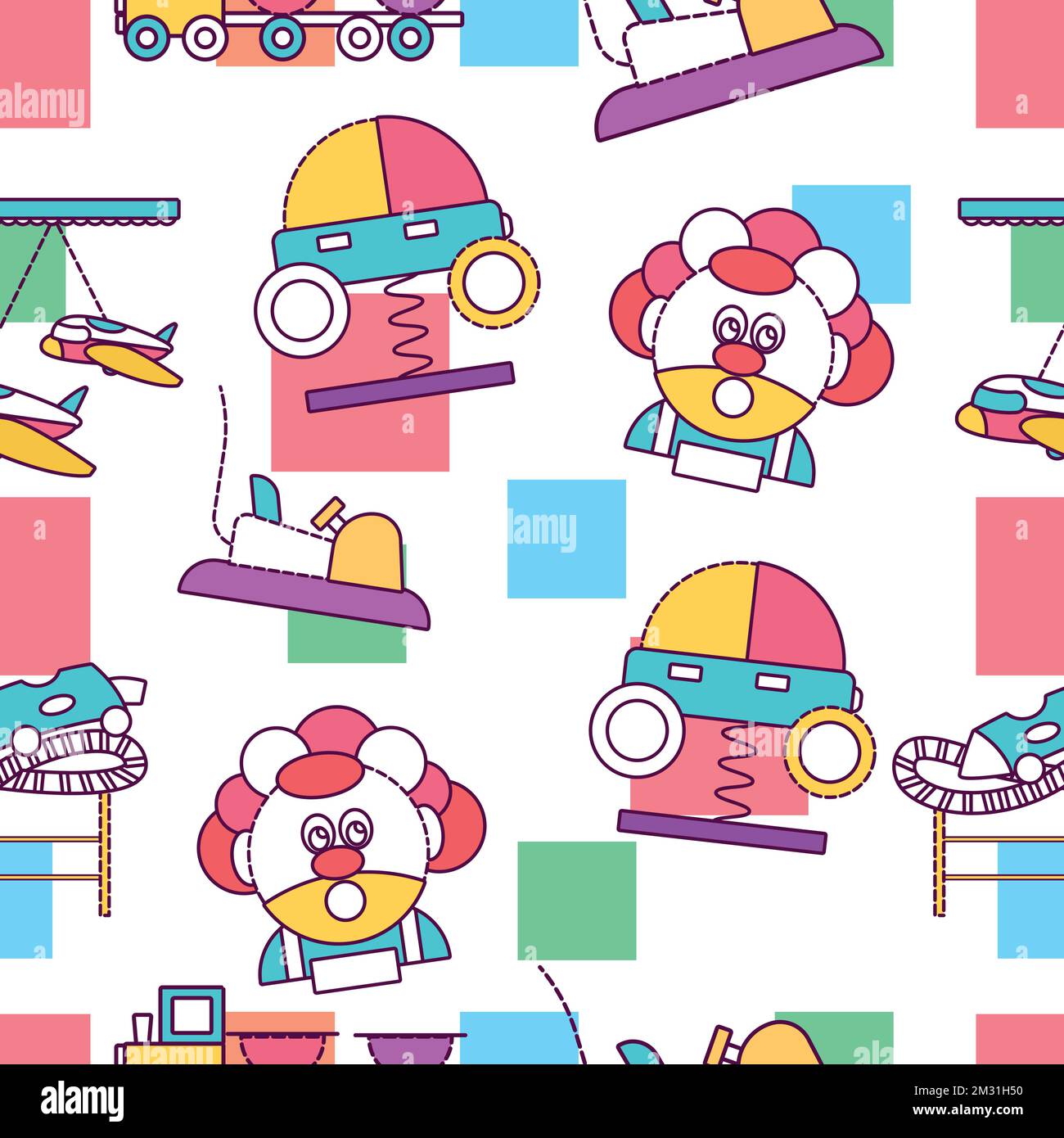 Seamless pattern background with amusement park icons Vector Stock Vector
