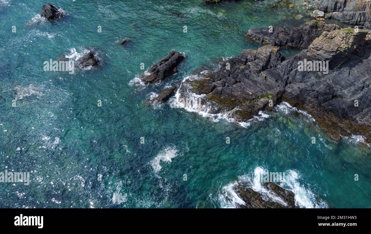 Beautiful sea rocks and turquoise water. Seascape top view. Beautiful ...