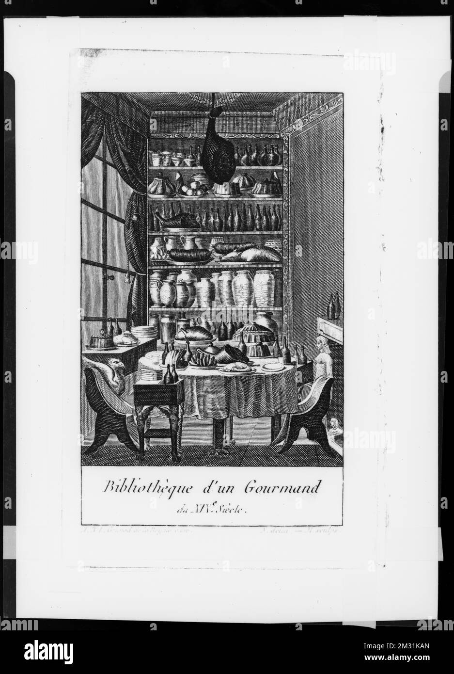 Frontispiece from Almanach Des Gourmands by Grimod de La Reyniere (1803) , Prints, Food, Dining tables. Samuel Chamberlain Photograph Negatives Collection Stock Photo