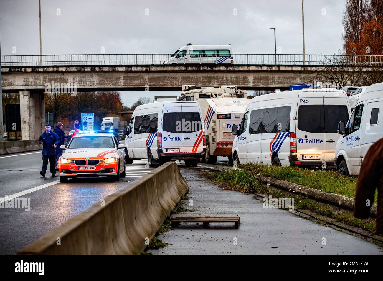 Illustration picture shows a protest of French transport sector