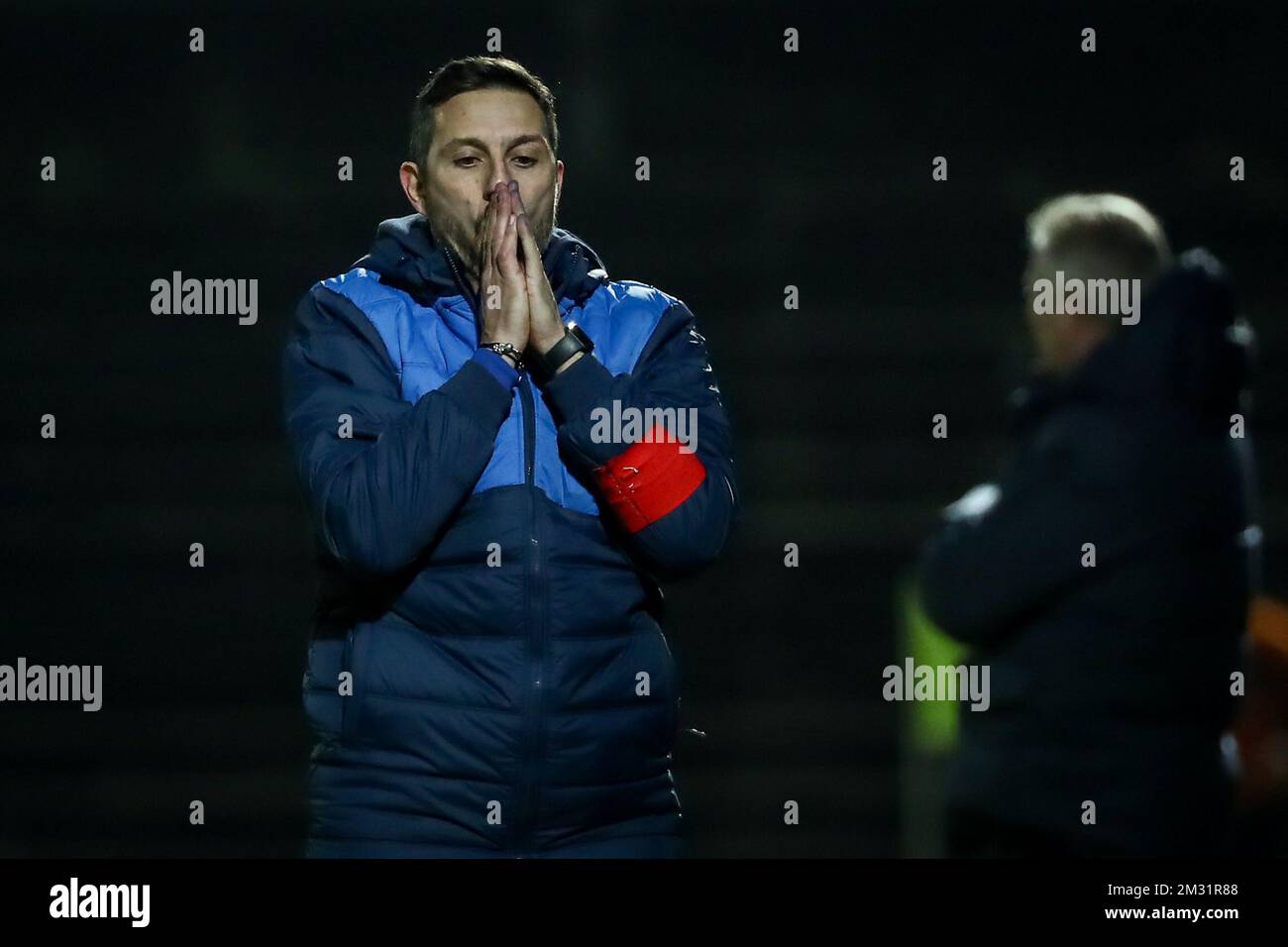 Roeselare's head coach Christophe Gamel pictured during a soccer match between KSV Roeselare and Lommel SK, Saturday 30 November 2019 in Roeselare, on day 17 of the 'Proximus League' 1B division of the Belgian soccer championship. BELGA PHOTO DAVID PINTENS Stock Photo