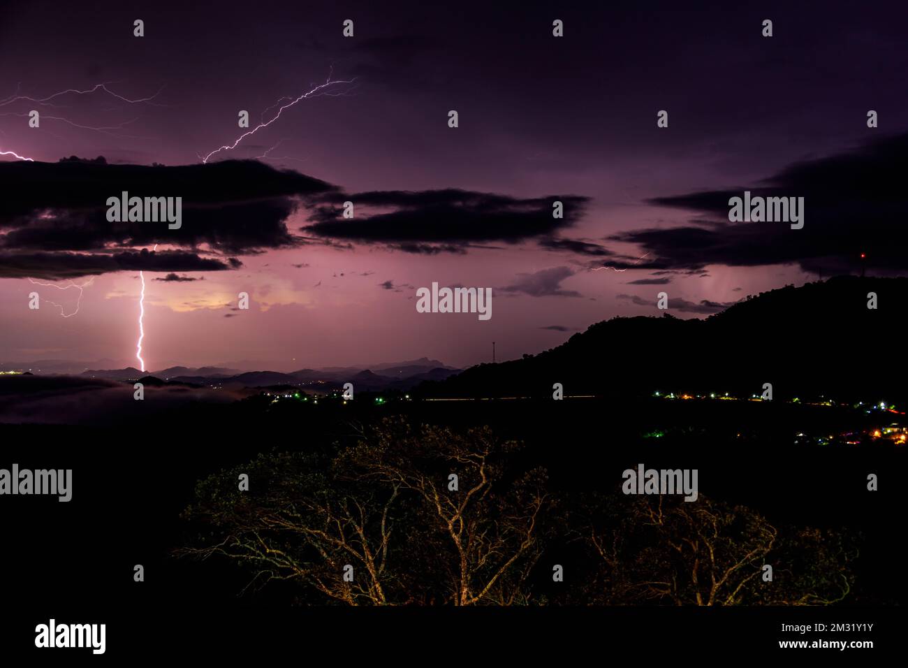 The beautiful view of the cloudy sky with lightning Stock Photo - Alamy