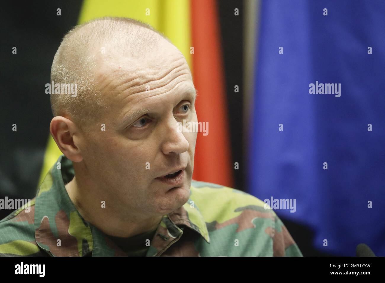 Colonel Filip De Vare pictured at a press conference on the Pandurs ...