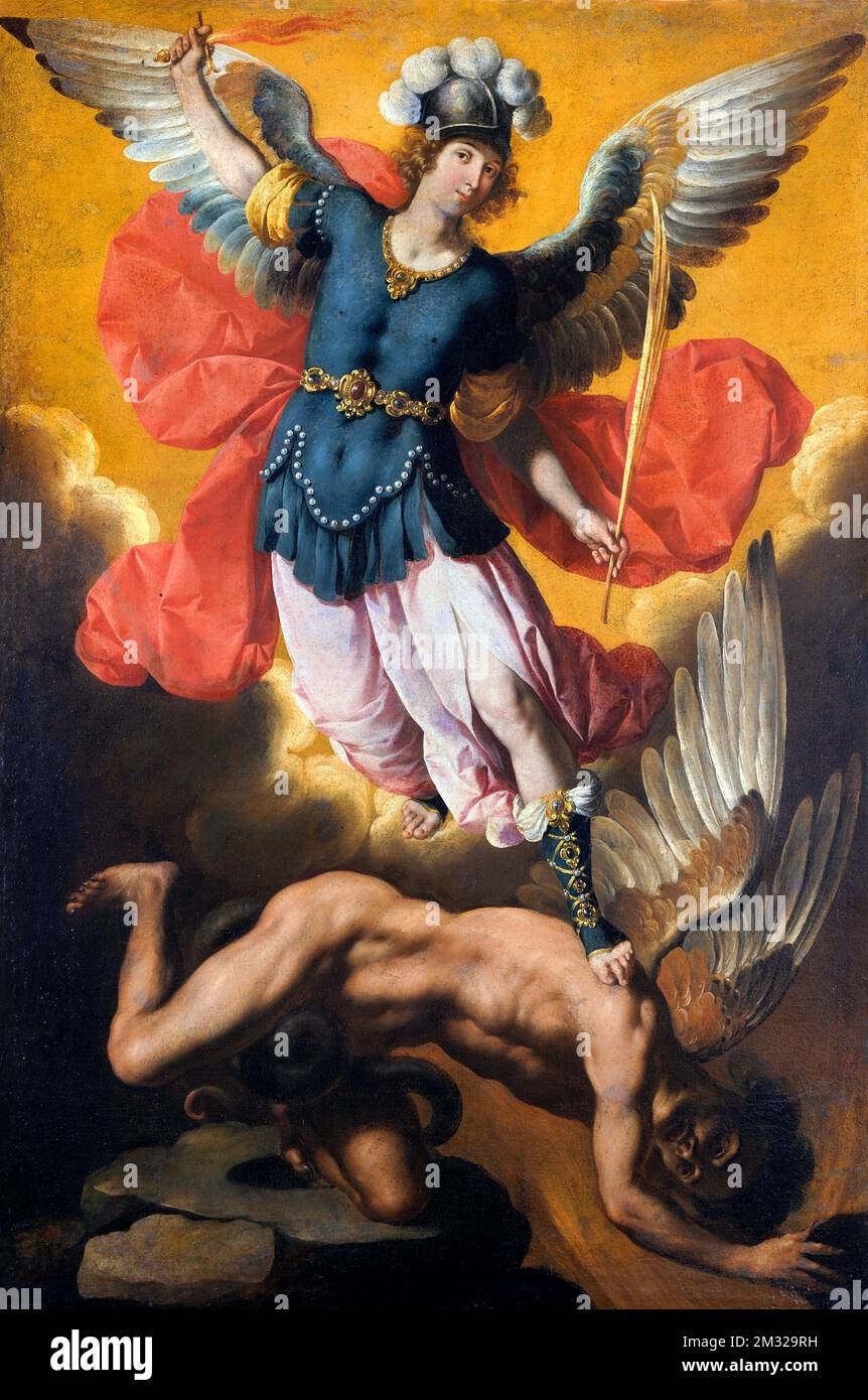 Saint Michael the Archangel by the Spanish Baroque artist, Ignacio de Ries (c. 1612 - after 1661), oil on canvas, 1640s Stock Photo