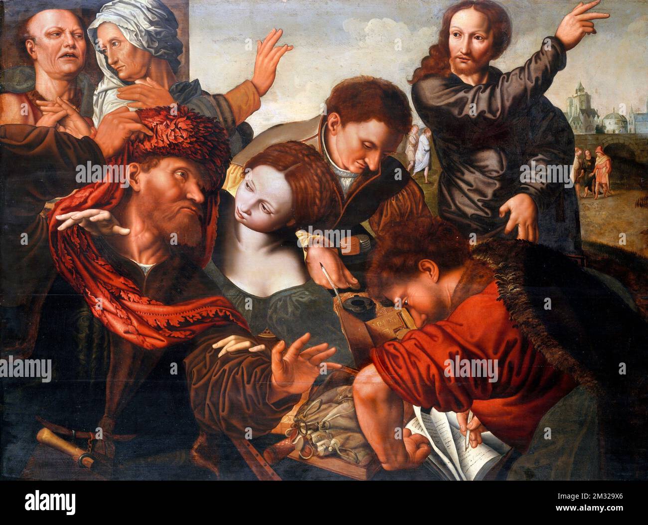 The Calling of Matthew by Jan Sanders van Hemessen (c. 1519-1556), oil on panel Stock Photo