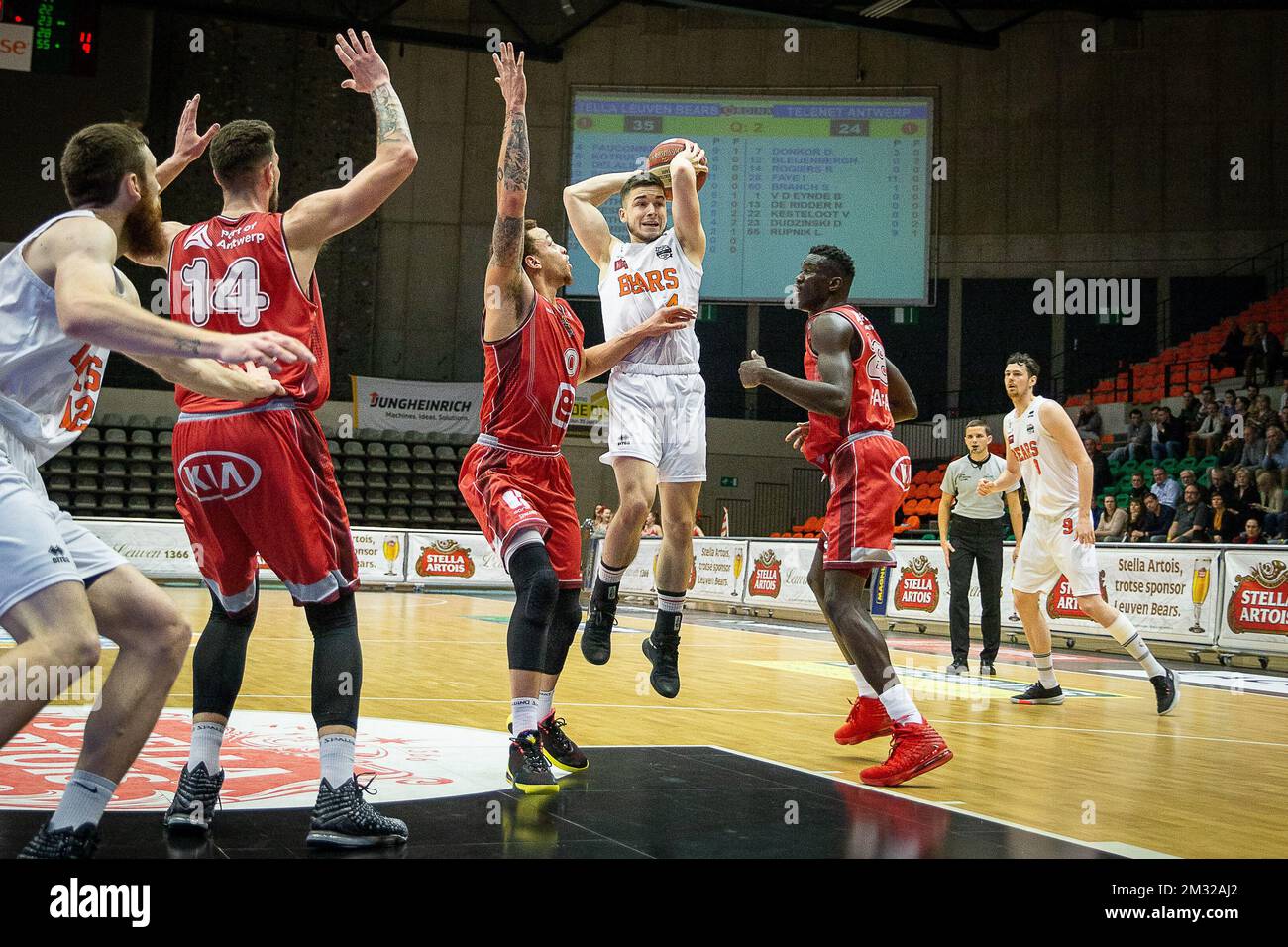 Leuven's Joris Fauconnier pictured during the basketball match between Leuven  Bears and Antwerp Giants, Saturday 08 February 2020 in Leuven, on the  seventh match day of the second round of the 'EuroMillions