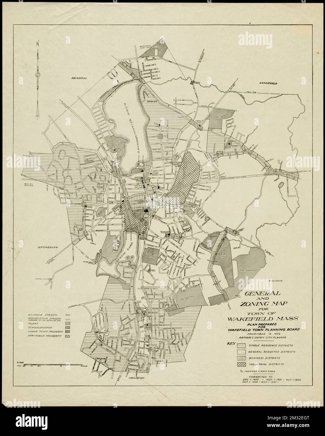 General and zoning map for town of Wakefield, Mass. , Zoning. Lucius