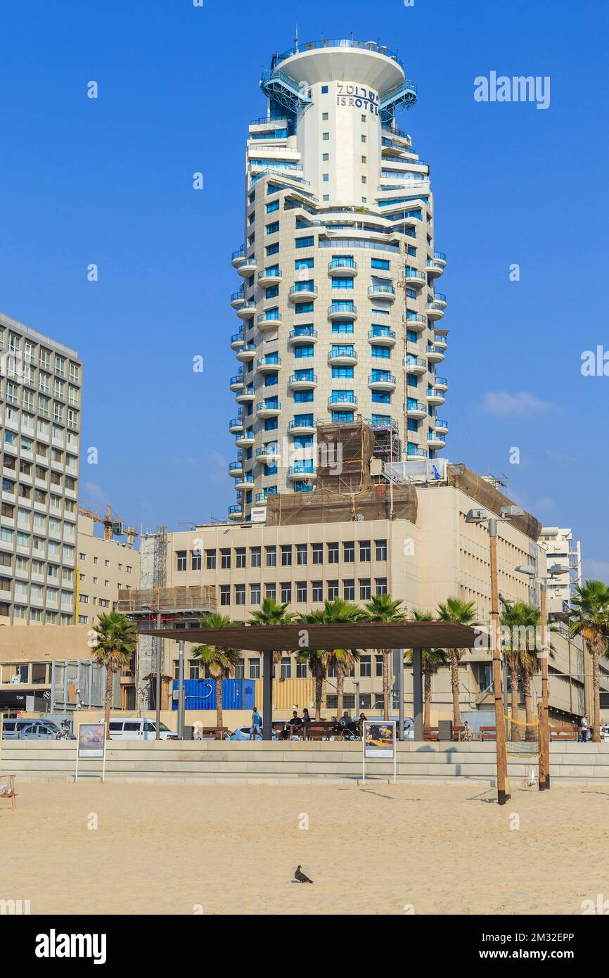 TEL AVIV, ISRAEL - SEPTEMBER 19, 2017: This is one of the modern skyscrapers of the city on the Mediterranean coast. Stock Photo