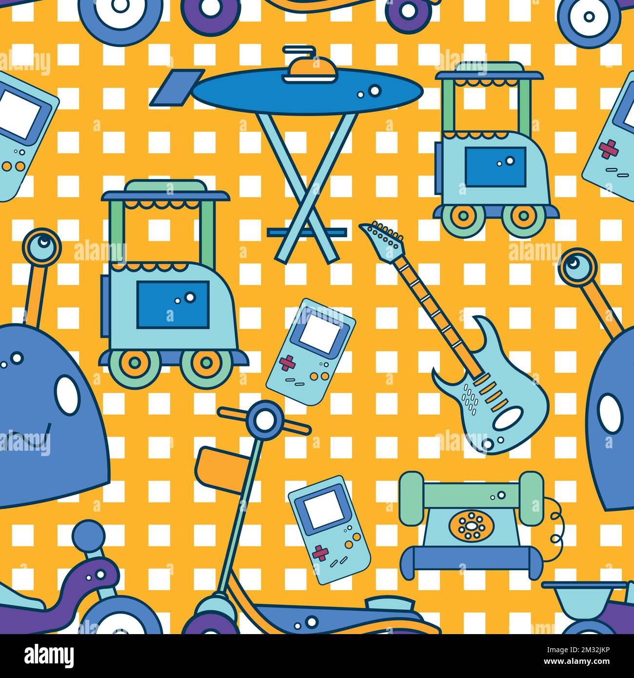 Seamless pattern background with toy icons Vector Stock Vector