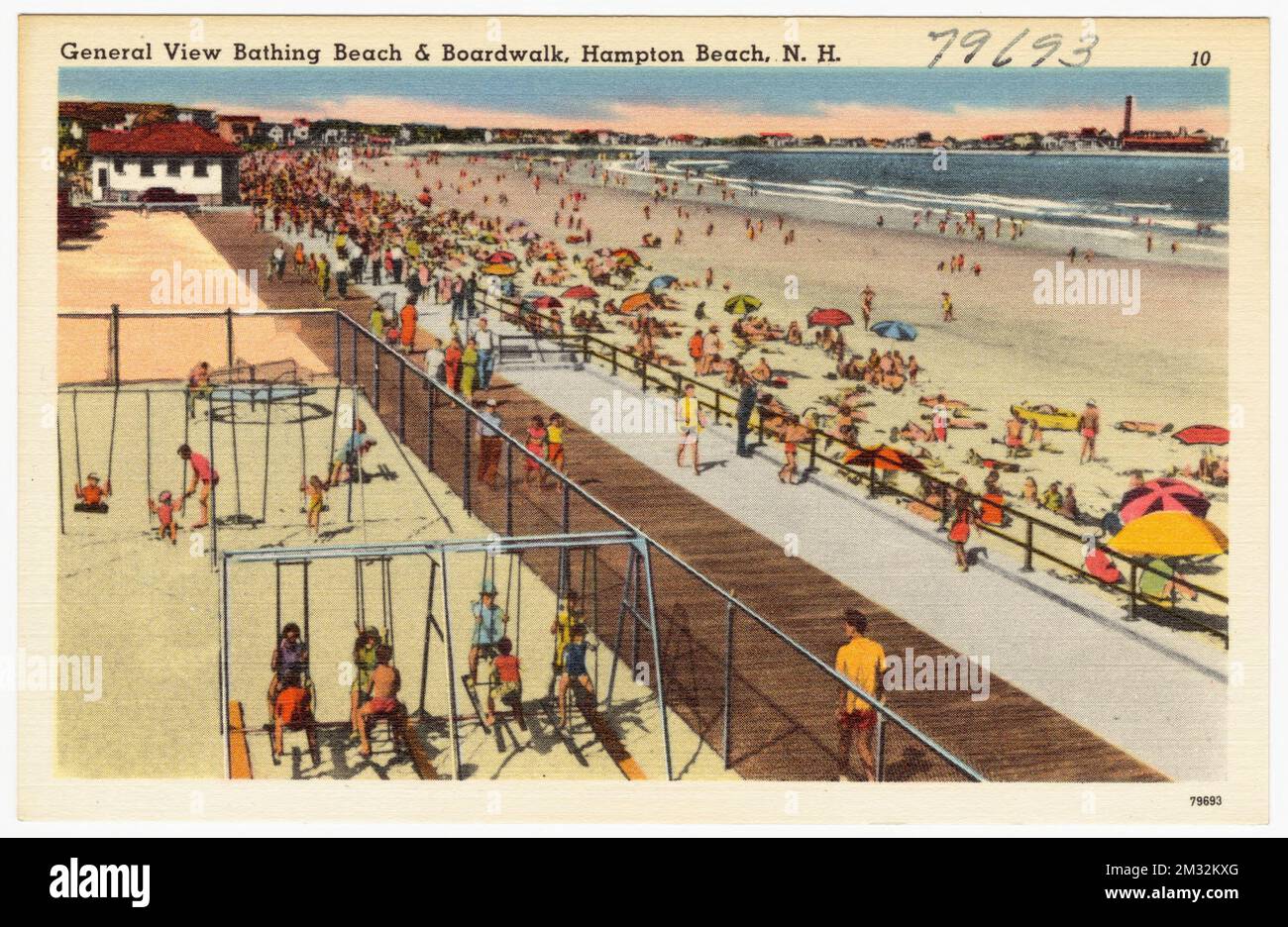 General view bathing beach & boardwalk, Hampton Beach, N.H