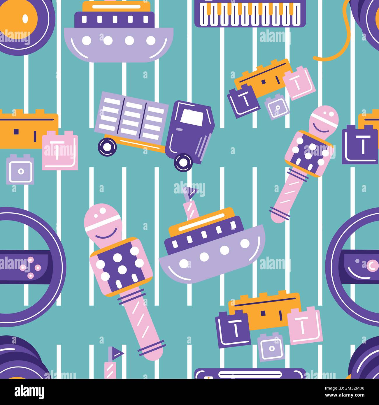 Seamless pattern background with toy icons Vector Stock Vector