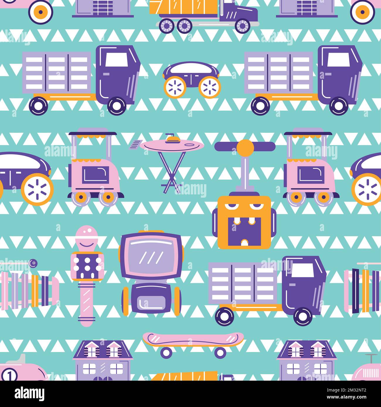 Seamless pattern background with toy icons Vector Stock Vector
