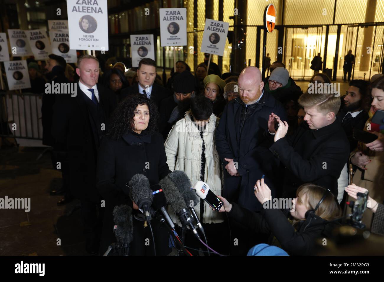Farah Naz, Zara Aleena's aunt reads a statement outside the Old Bailey ...