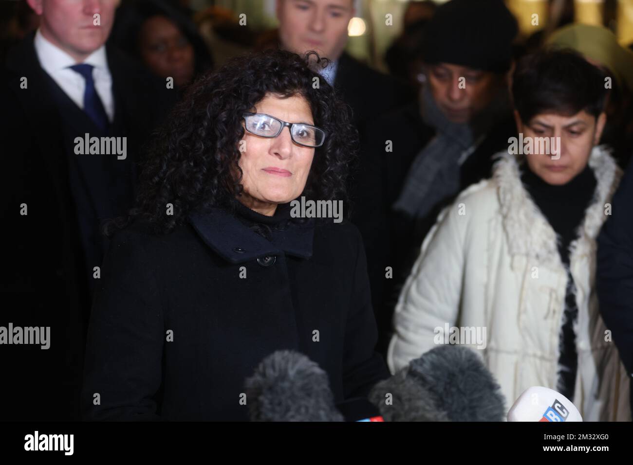 Farah Naz, Zara Aleena's aunt reads a statement outside the Old Bailey ...