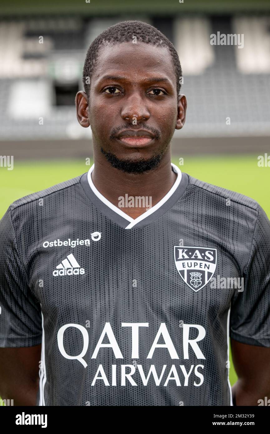 Eupen's assistant trainer Ibrahim Diallo poses for the photographer, in marge of the 2020-2021 photoshoot of Belgian Jupiler Pro League club KAS Eupen, Monday 27 July 2020 in Eupen. BELGA PHOTO BRUNO FAHY Stock Photo