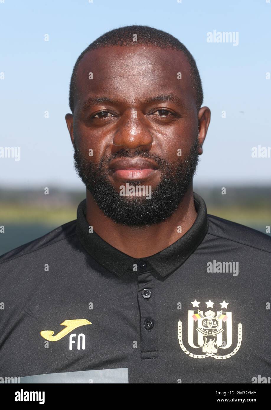 Anderlecht's assistant coach Floribert Ngalula poses for the photographer, in marge of the 2020-2021 photoshoot of Belgian Jupiler Pro League club RSCA Anderlecht, Thursday 30 July 2020 in Brussels. BELGA PHOTO VIRGINIE LEFOUR Stock Photo