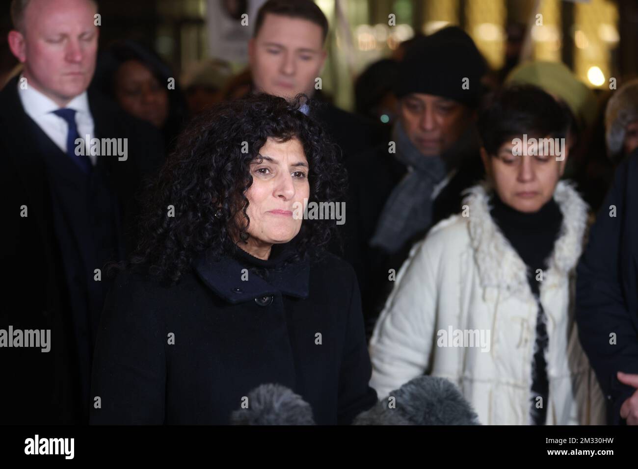 Farah Naz, Zara Aleena's aunt reads a statement outside the Old Bailey ...