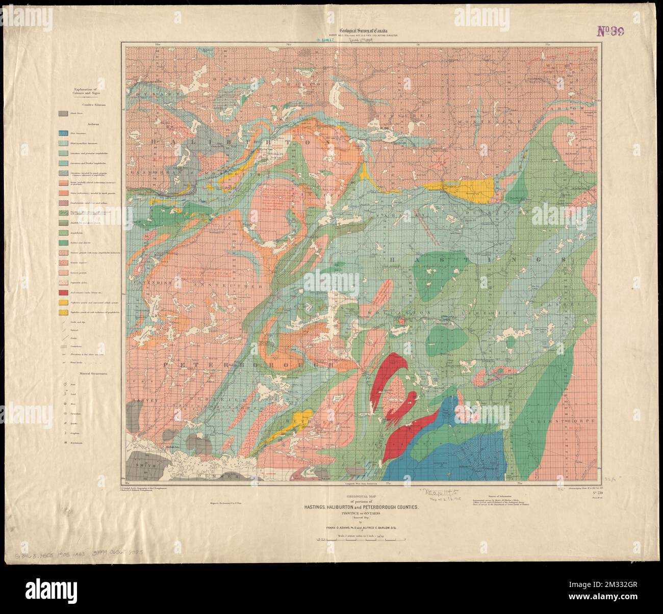 Geological map of portions of Hastings, Haliburton and Peterborough