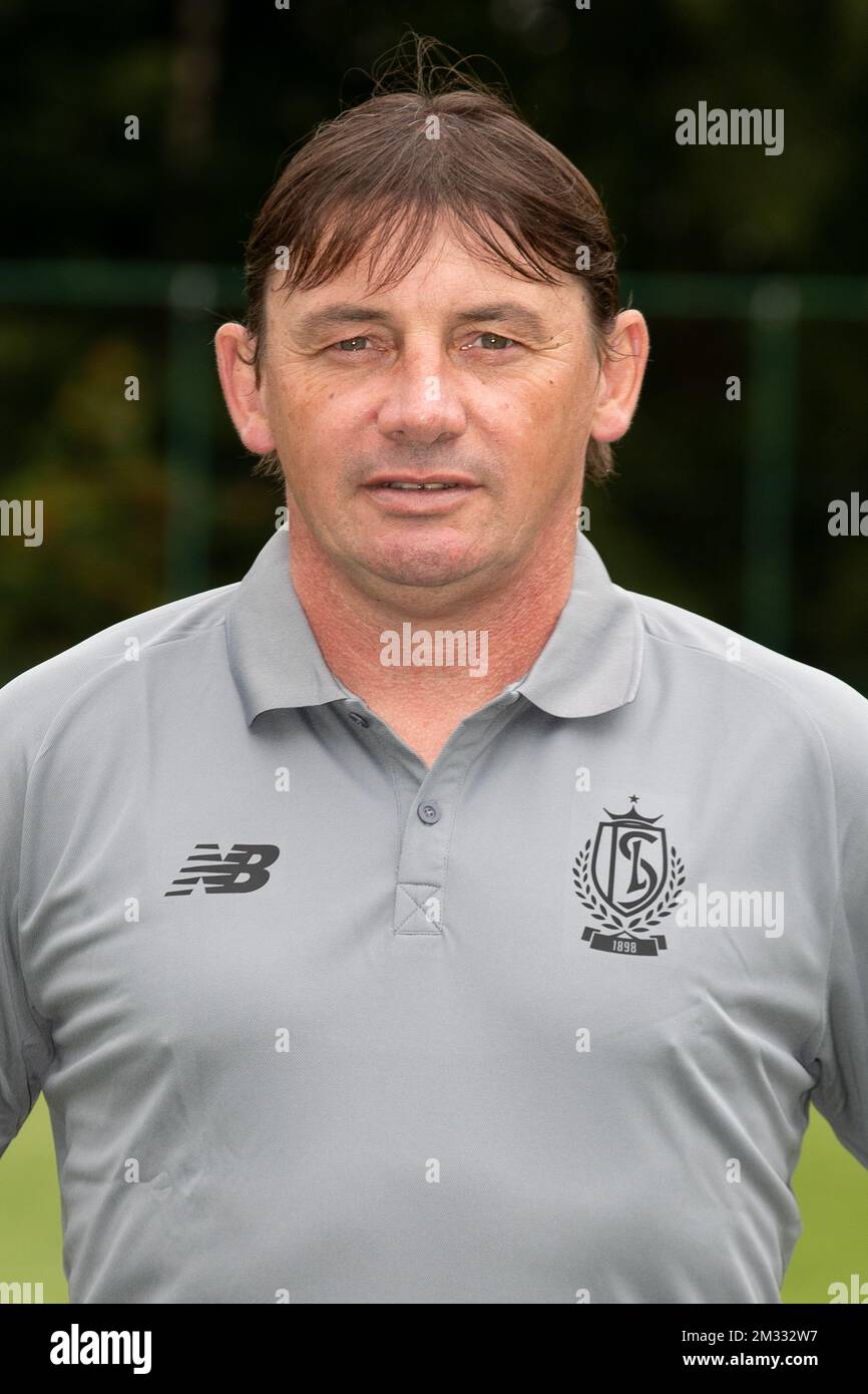 Standard's assistant coach Mickael Debeve poses for photographer, at