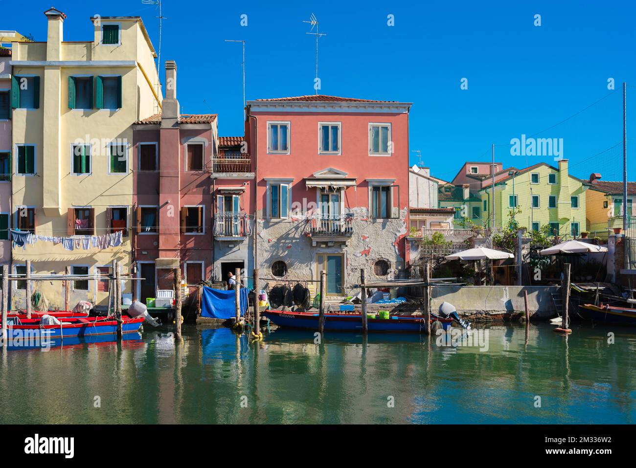 Chioggia Venice Lagoon, view in summer of picturesque property and