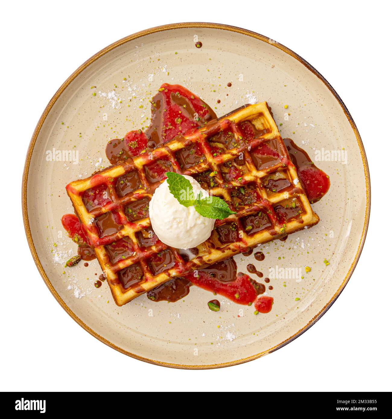 Food background belgian waffles Cut Out Stock Images & Pictures - Alamy