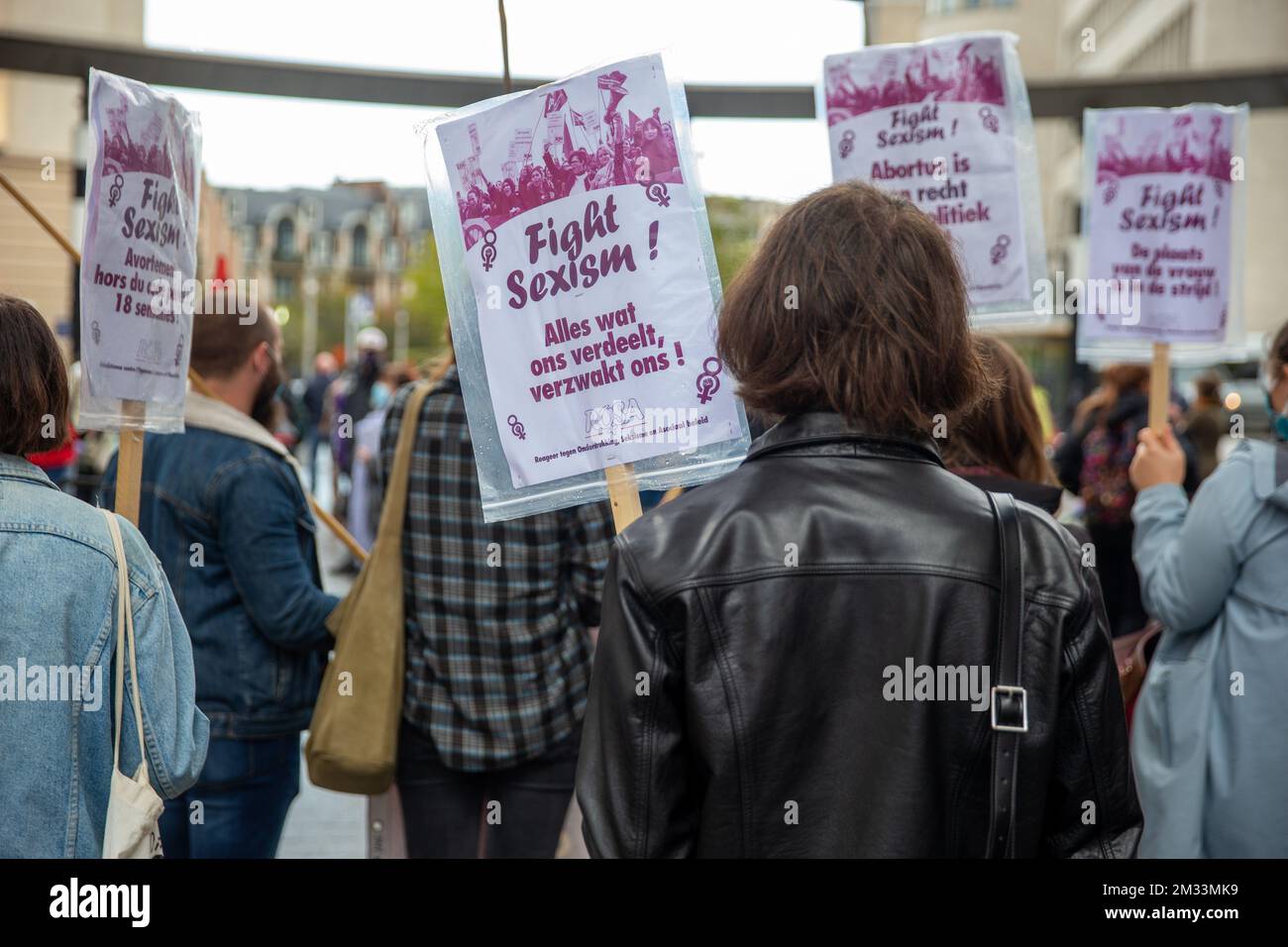 Illustration picture shows a demonstration for the right to abortion, in Brussels, Sunday 11 October 2020. BELGA PHOTO NICOLAS MAETERLINCK Stock Photo