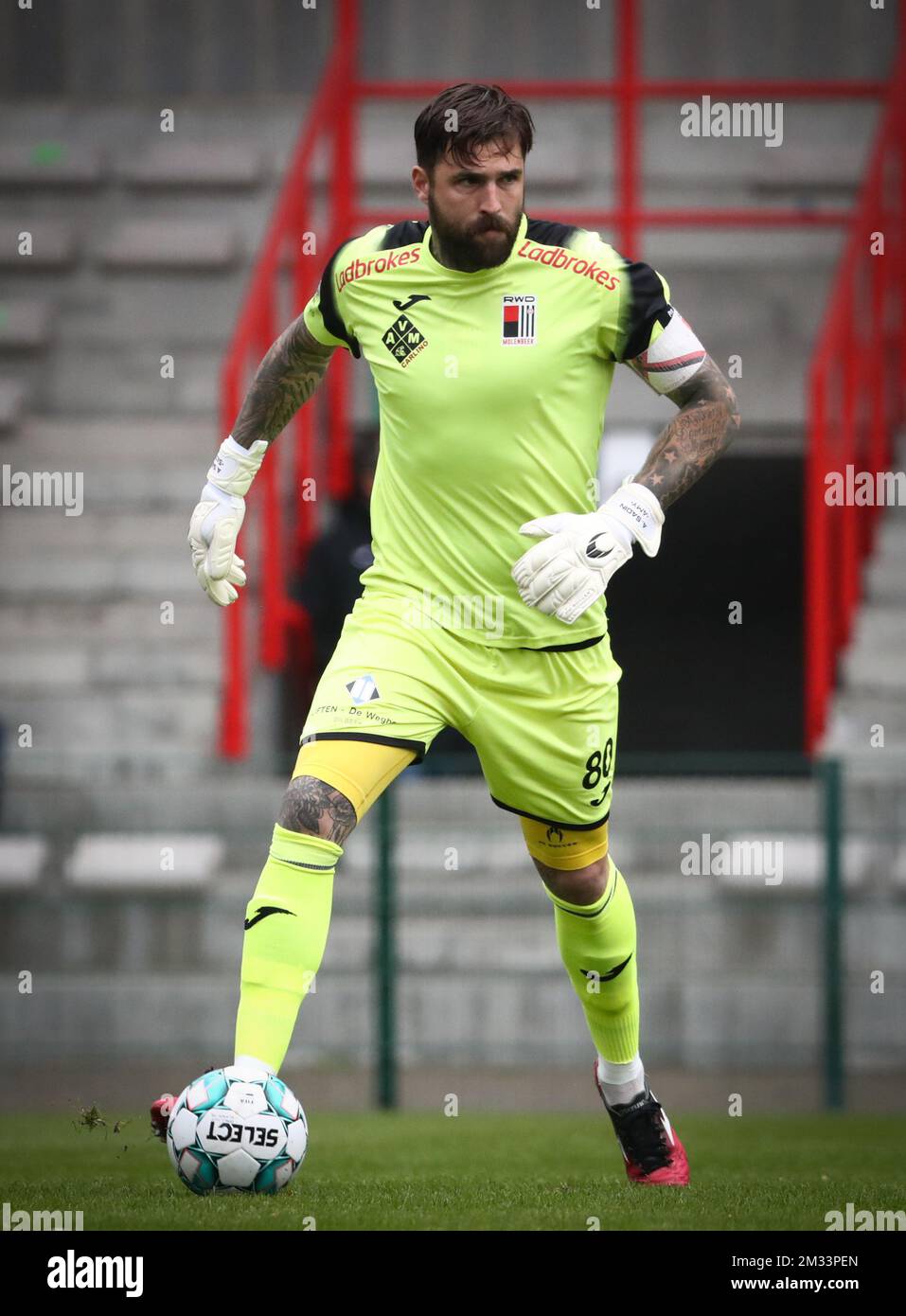 Rwdm's goalkeeper Anthony Sadin pictured in action during a soccer match between RWDM and RFC Seraing, Sunday 18 October 2020 in Brussels, on day 7 of the 'Proximus League' 1B second division of the Belgian soccer championship. BELGA PHOTO VIRGINIE LEFOUR Stock Photo