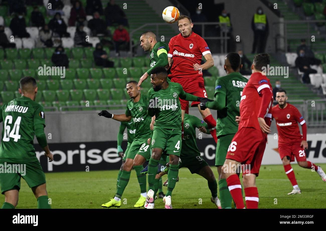 RAZGRAD, BULGARIA - OCTOBER 22: The team of Ludogorets line-up