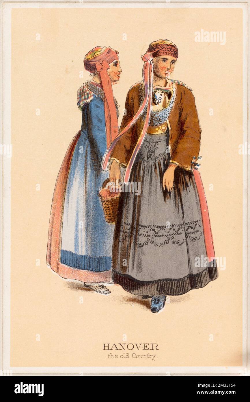 German peasant costumes - Hanover the old country , Clothing & dress. Louis Prang & Company Collection Stock Photo