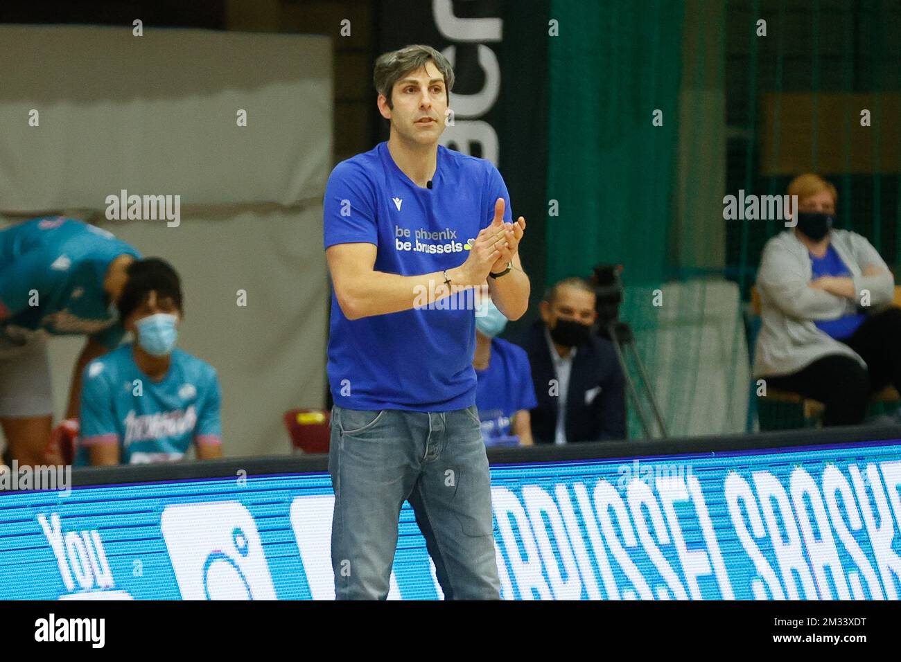 Brussels' head coach Ian Havanan pictured during the basketball match between Brussels Phoenix and Antwerp Giants, Friday 06 November 2020 in Brussels, on the first day of the 'EuroMillions League' Belgian first division basket championships, in the group A. BELGA PHOTO BRUNO FAHY Stock Photo