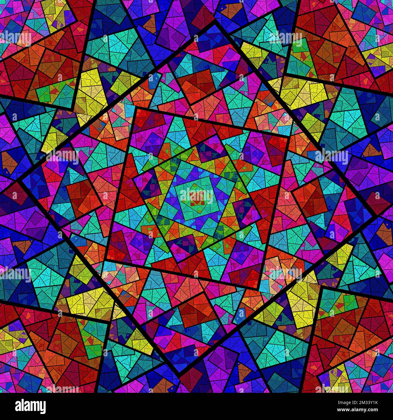 Abstract Fractal - Stained Glass Design Stock Photo
