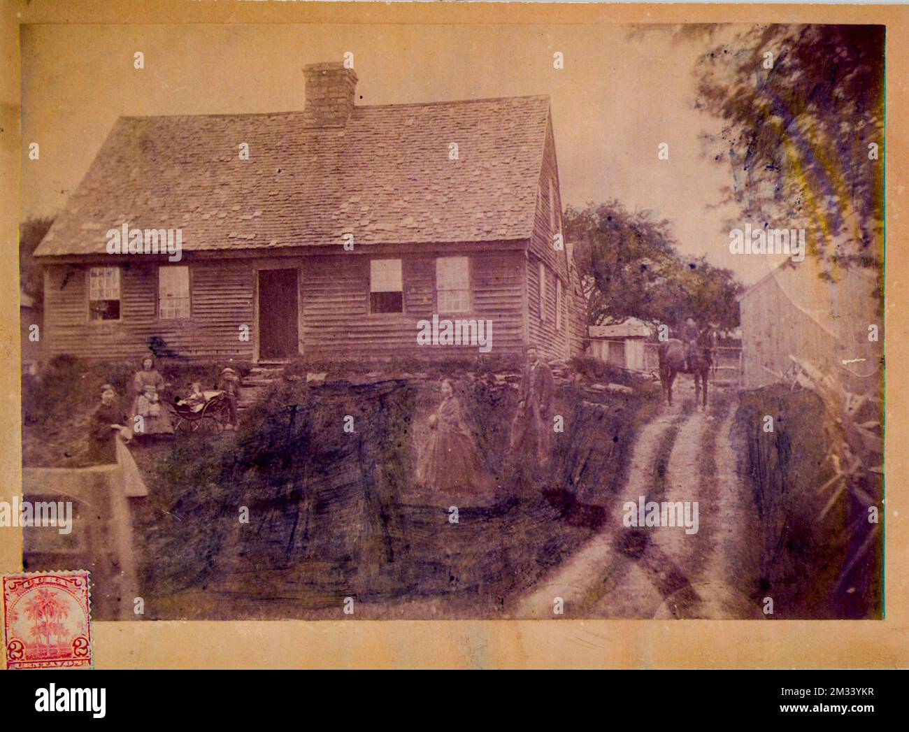 Gibbons family and house, 1868 , Houses, Barns, Sheds, Families Stock