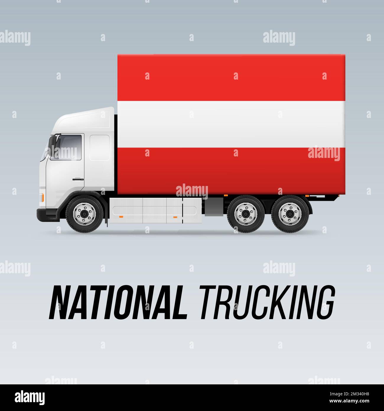 Symbol of National Delivery Truck with Flag of Austria. National Trucking Icon and Austrian flag Stock Vector