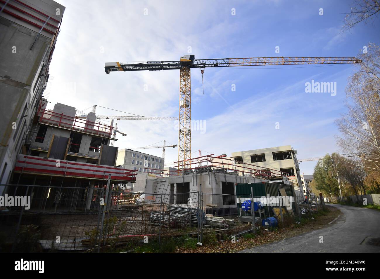 Illustration shows the construction site of a new large 'prison village' in Haren, Brussels, Wednesday 25 November 2020. The Haren prison, with 1190 places, will replace the prisons of Saint-Gilles - Sint-Gillis, Forest - Vorst and Berkendael. BELGA PHOTO LAURIE DIEFFEMBACQ  Stock Photo