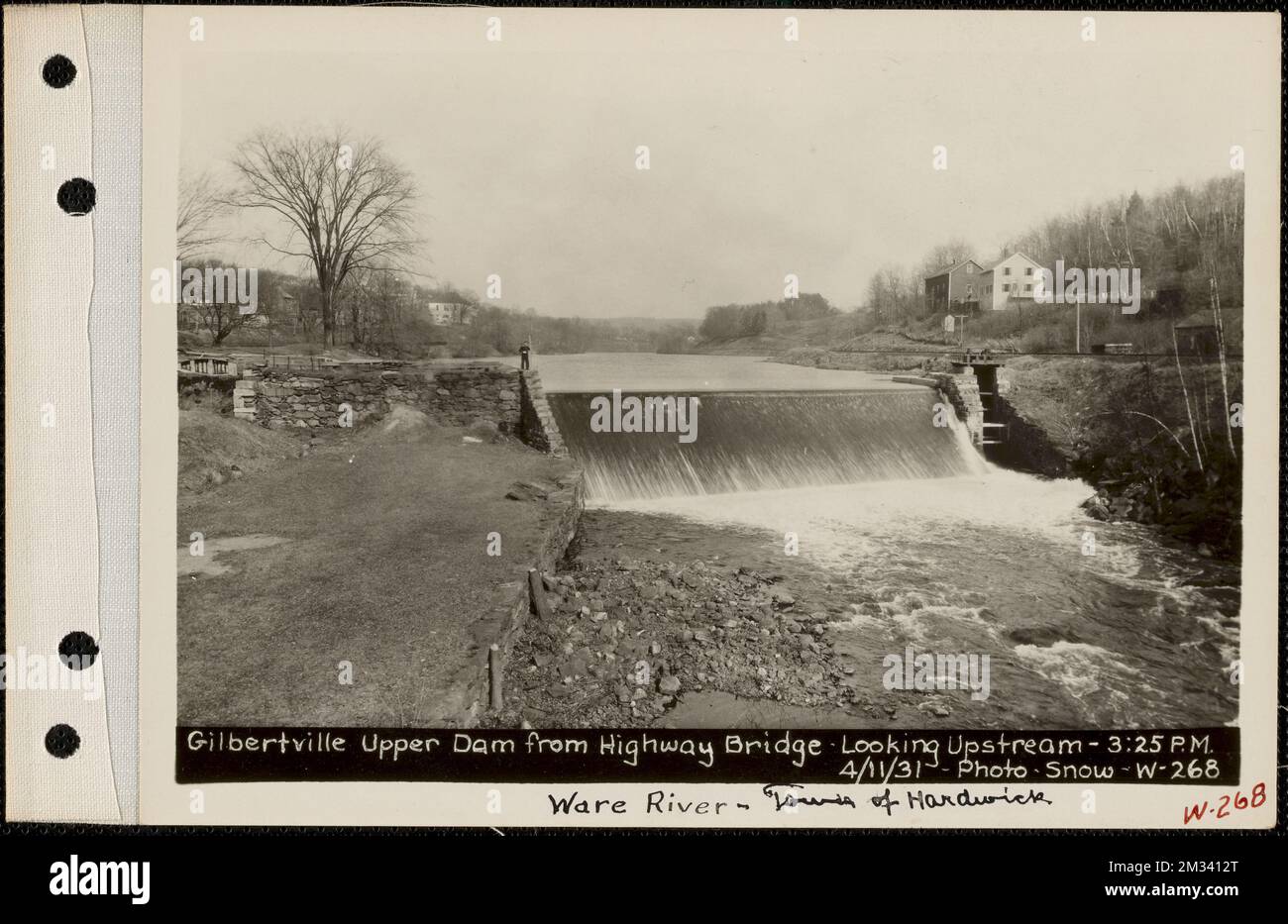 Gilbertville upper dam from highway bridge, looking upstream, Ware