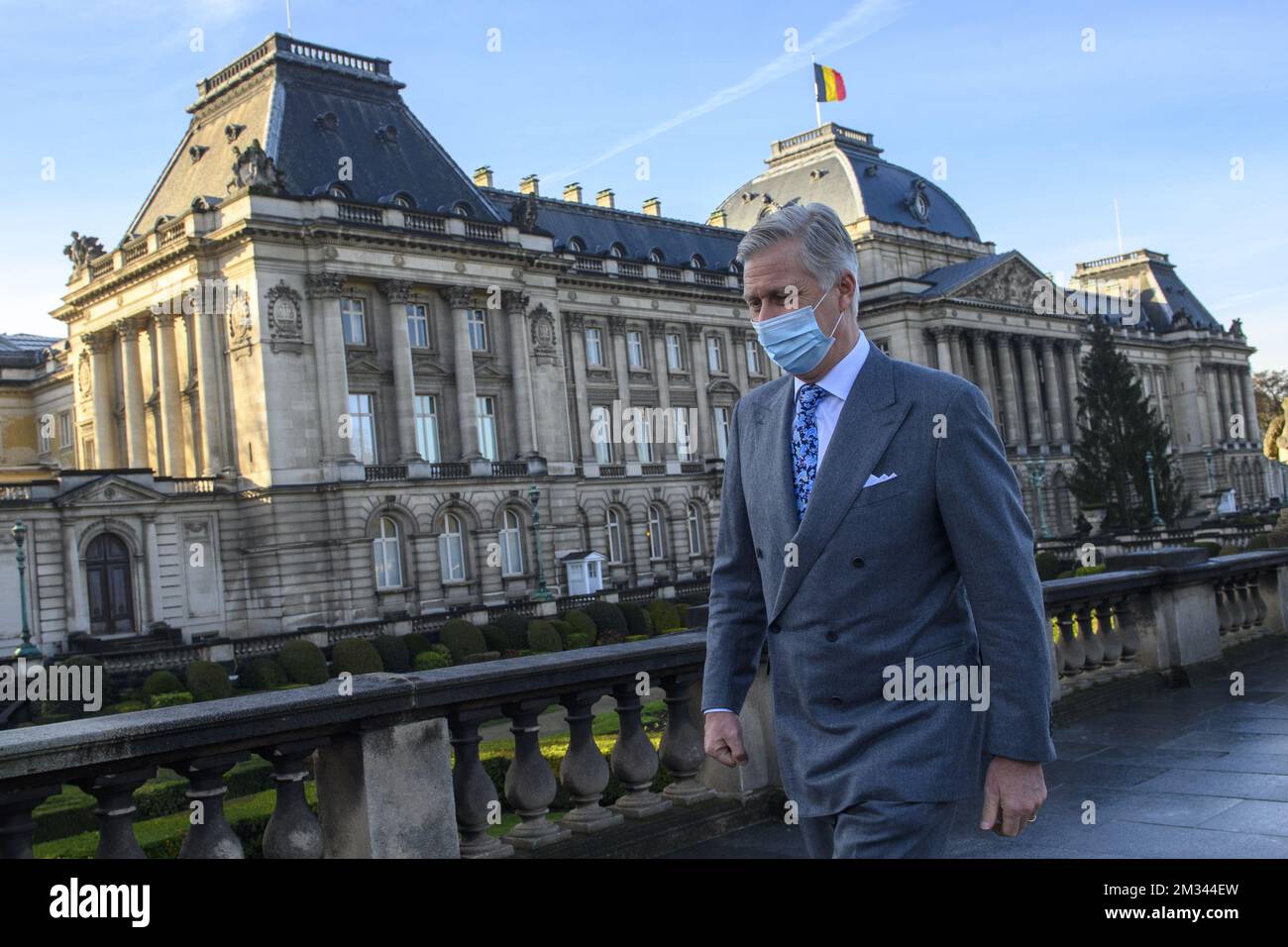 King Philippe - Filip of Belgium arrives for a ceremony to award the 'Francqui-Collen Prize 2020', Wednesday 16 December 2020, in Brussels. The scientific prize, which is often referred to as the 'Belgian Nobel Prize', is awarded by The Francqui Foundation and is worth 250.000 euros. BELGA PHOTO POOL CHRISTOPHE LICOPPE  Stock Photo
