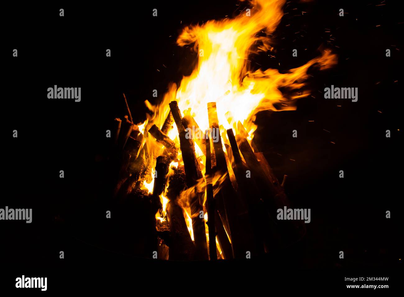 Camp fire in the night Stock Photo