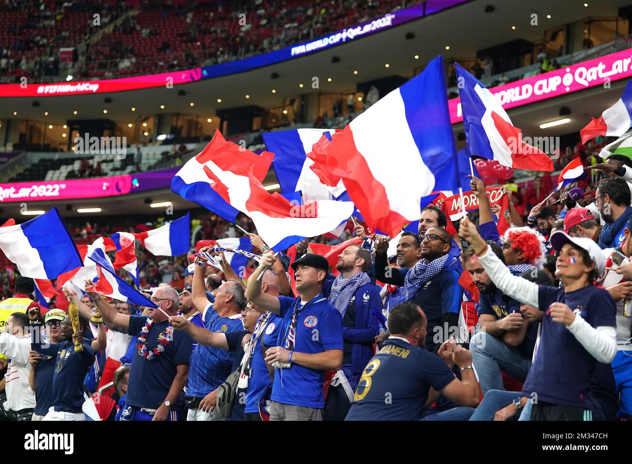 France fans waves flags before the FIFA World Cup SemiFinal match at