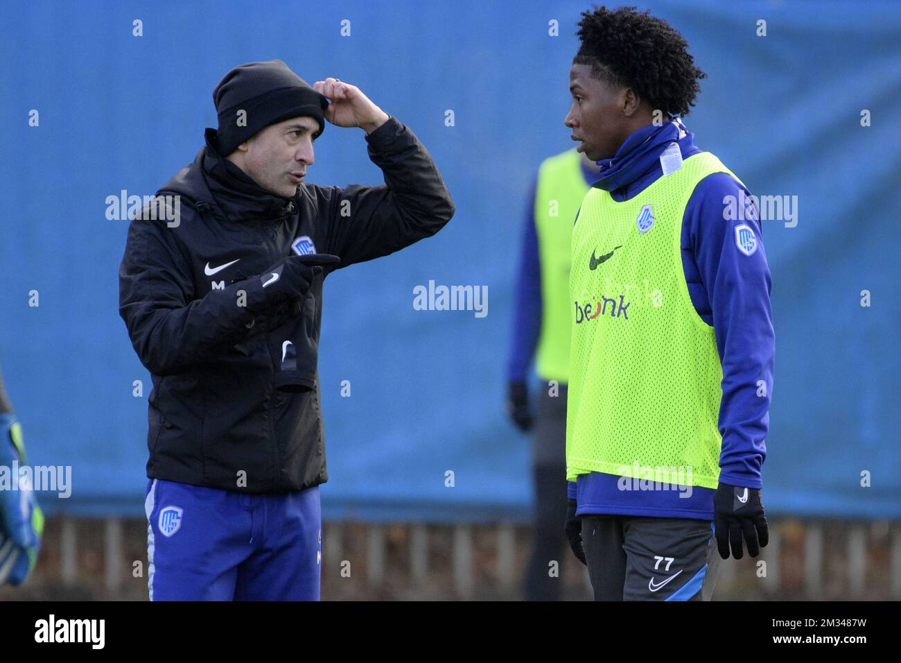 Genk's assistant coach Michel Ribeiro and Genk's Angelo Preciado pictured during a training of Belgian soccer team KRC Genk, in Genk, Wednesday 13 January 2021. BELGA PHOTO YORICK JANSENS Stock Photo