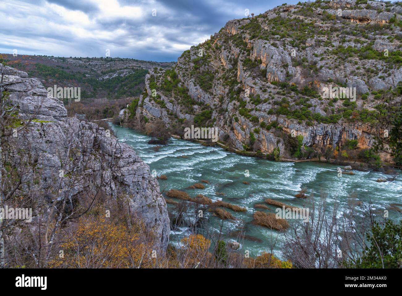 Roški slap travertine barriers in Krka national park, Croatia Stock Photo